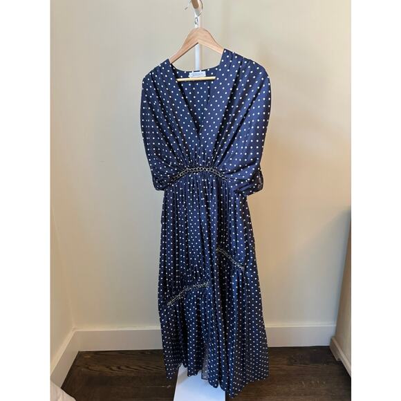 Gabriela Hearst Silk Polka Dot Dress with Chain Detail Size 38